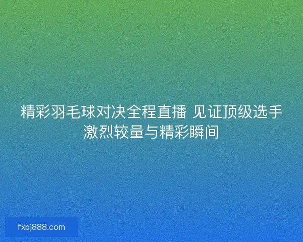 精彩羽毛球对决全程直播 见证顶级选手激烈较量与精彩瞬间