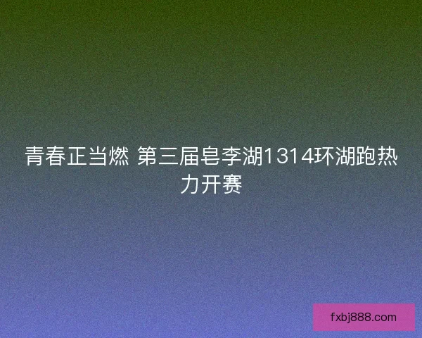 青春正当燃 第三届皂李湖1314环湖跑热力开赛
